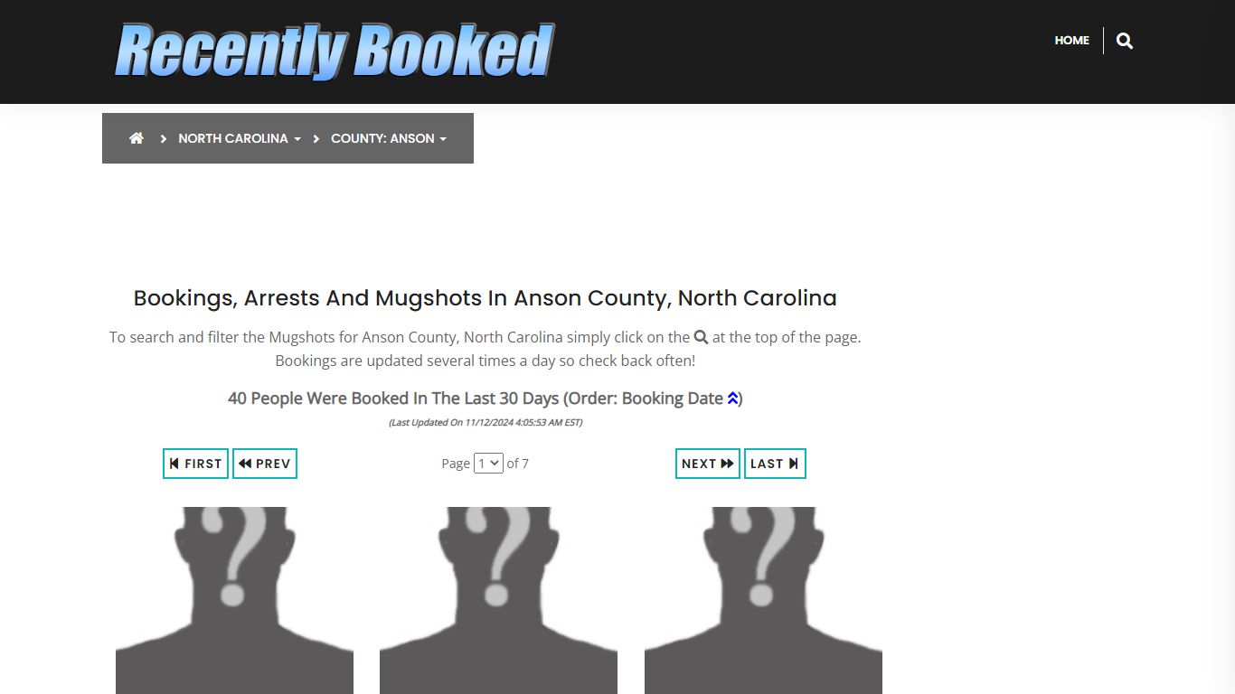 Bookings, Arrests and Mugshots in Anson County, North Carolina